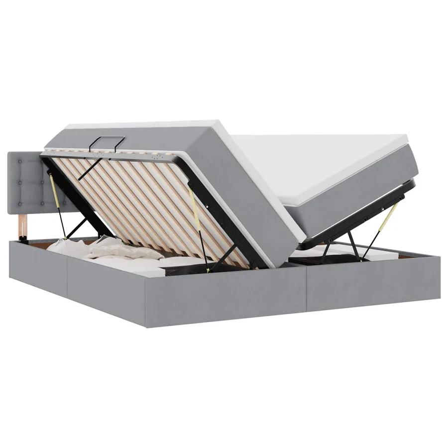 Lit de Rangement Gris clair 200 x 200 cm Cuir synthétique - 2