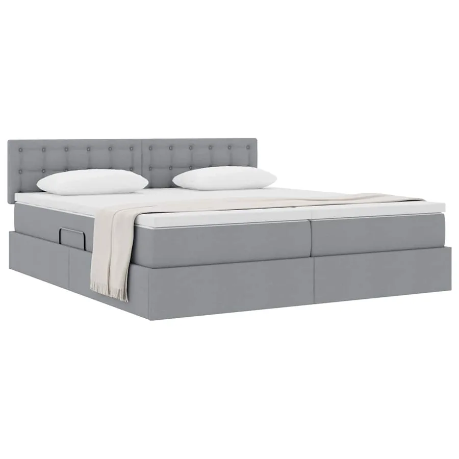Lit de Rangement Gris clair 200 x 200 cm Cuir synthétique - 3