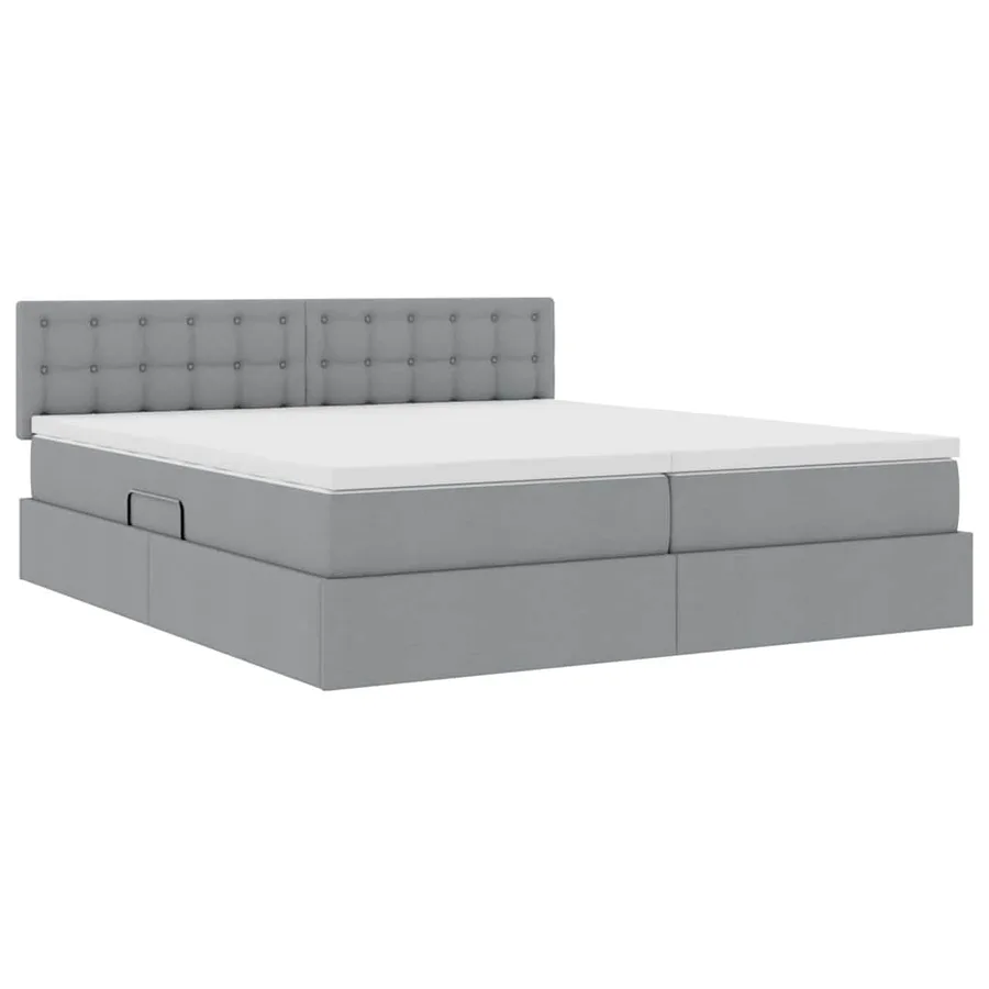 Lit de Rangement Gris clair 200 x 200 cm Cuir synthétique - 5
