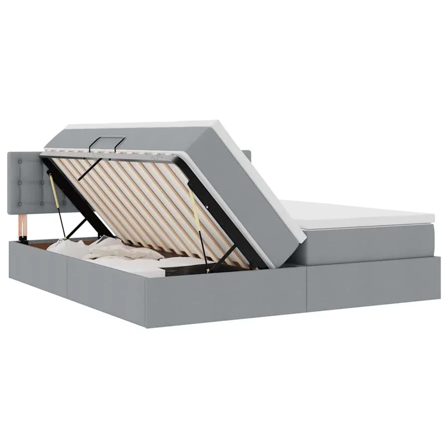 Lit de Rangement Gris clair 200 x 200 cm Cuir synthétique - 7