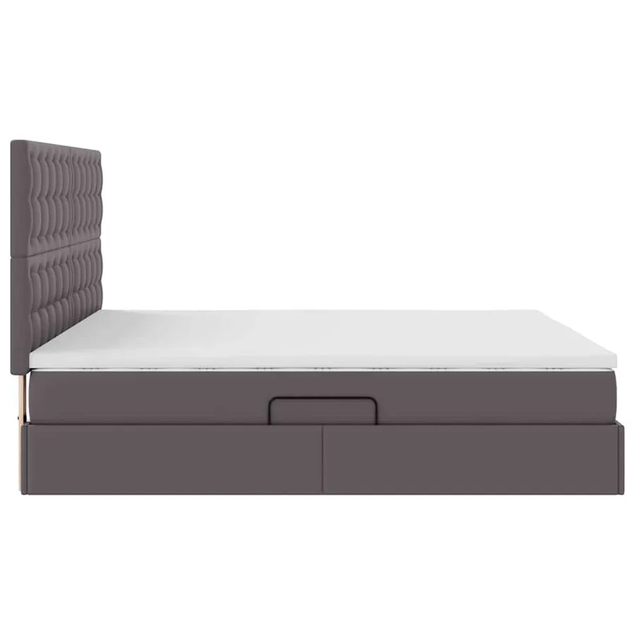 Lit avec rangement et LED Gris 160 x 200 cm Simili cuir - 11