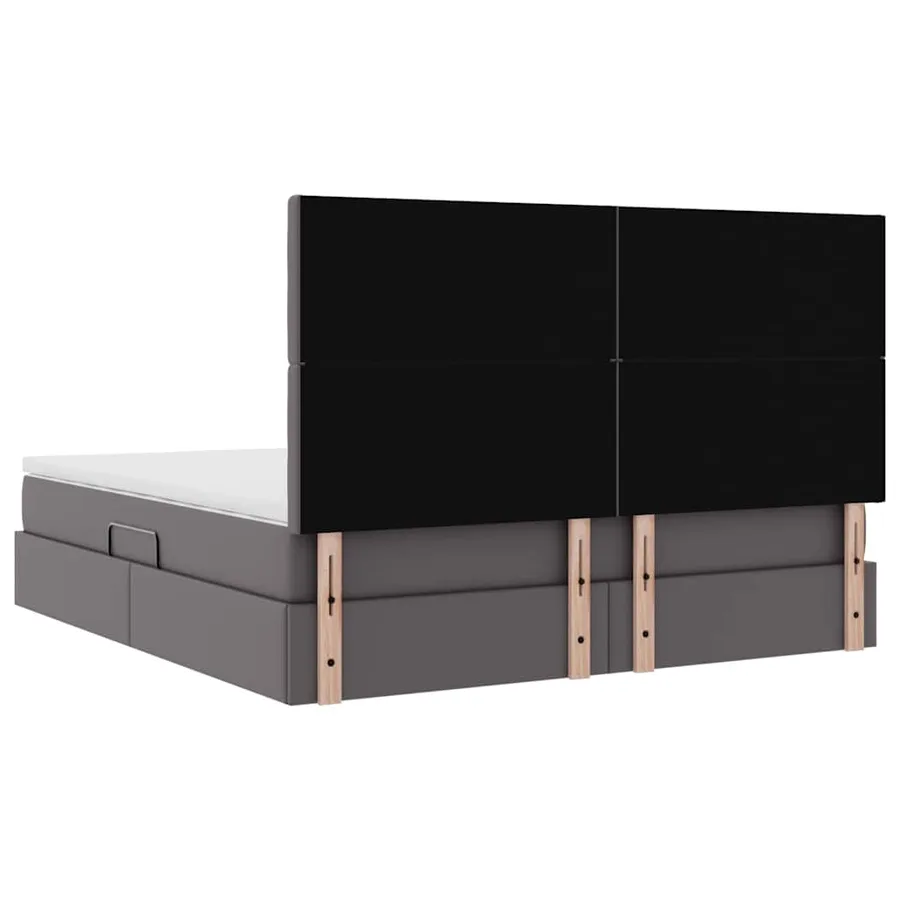 Lit avec rangement et LED Gris 160 x 200 cm Simili cuir - 12