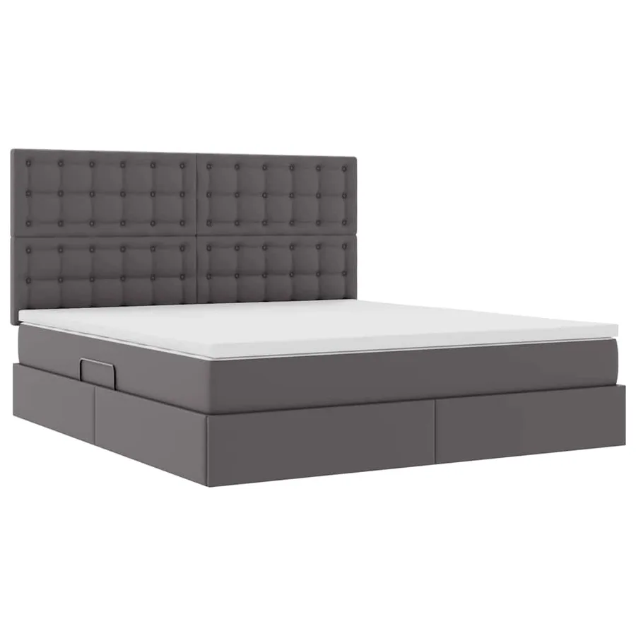 Lit avec rangement et LED Gris 160 x 200 cm Simili cuir - 6