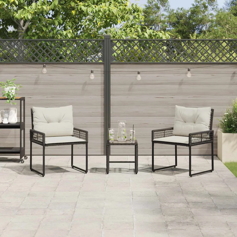 Ensemble de meubles d'extérieur 3 pcs Noir et Blanc