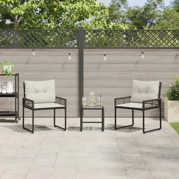 Ensemble de meubles d'extérieur 3 pcs Noir et Blanc