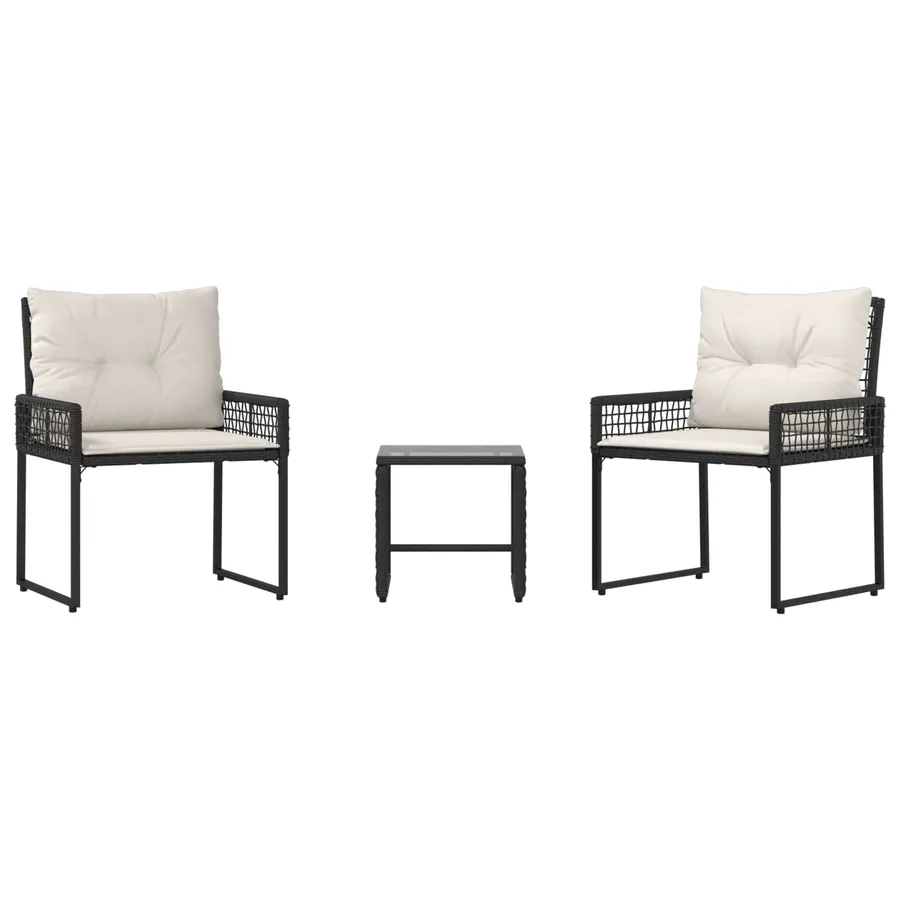 Ensemble de meubles d'extérieur 3 pcs Noir et Blanc - 2