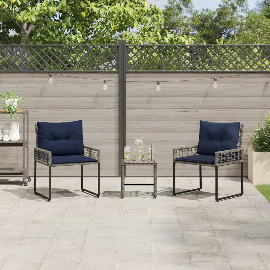 Ensemble de meubles d'extérieur 3 pcs Gris et marine