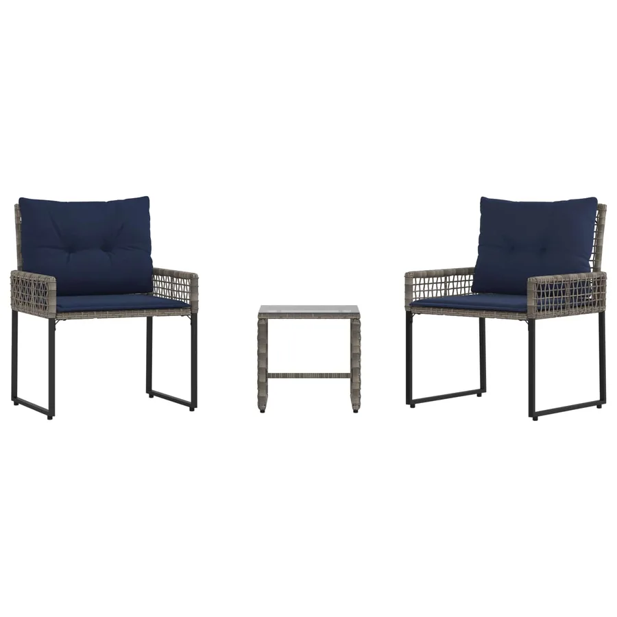 Ensemble de meubles d'extérieur 3 pcs Gris et marine - 2