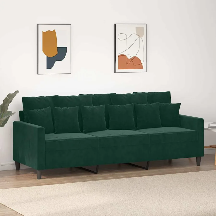 Canapé à 3 places Vert foncé 180 cm Velours