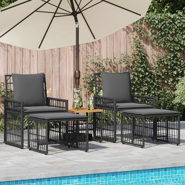 Ensemble de meubles d'extérieur 5 pcs Noir et Gris foncé