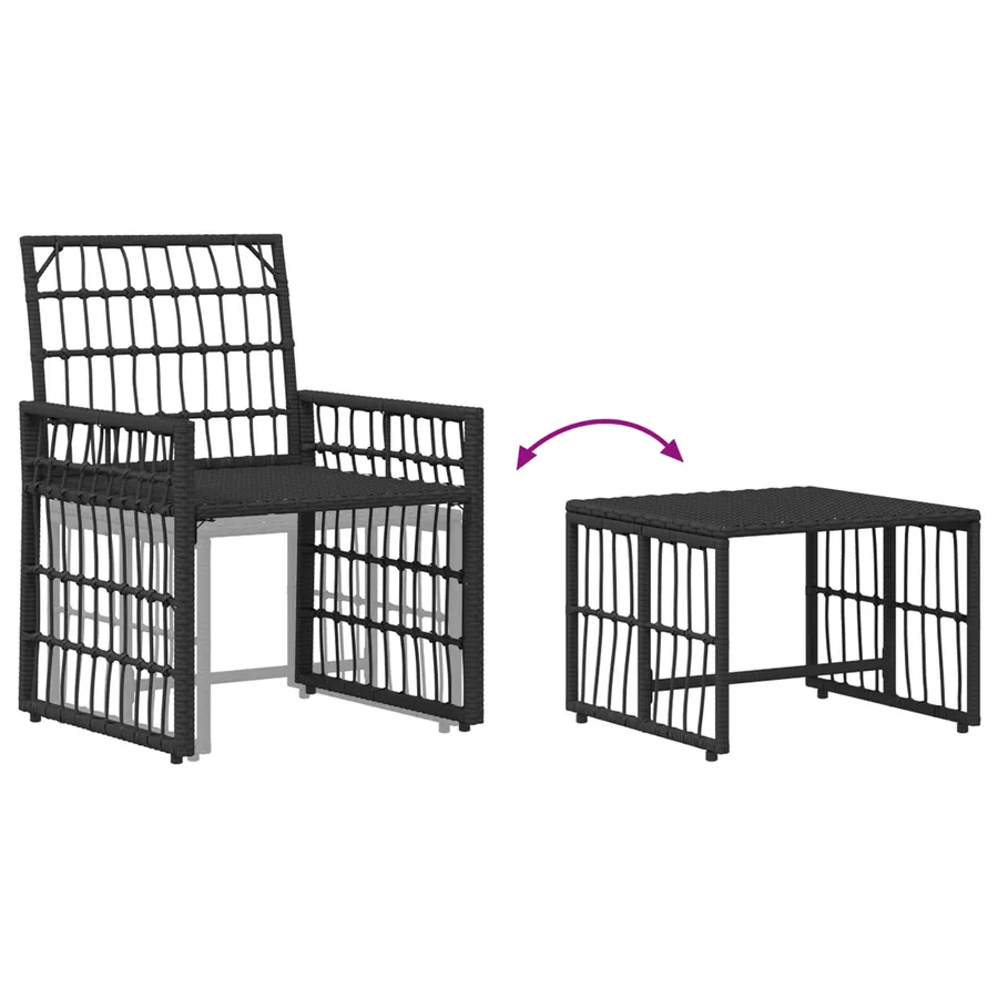 Ensemble de meubles d'extérieur 5 pcs Noir et Gris foncé - 13
