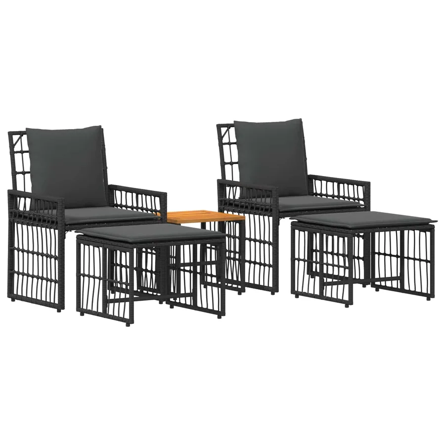 Ensemble de meubles d'extérieur 5 pcs Noir et Gris foncé - 2