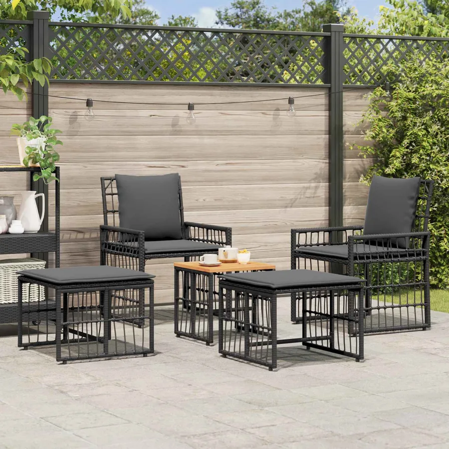 Ensemble de meubles d'extérieur 5 pcs Noir et Gris foncé - 4