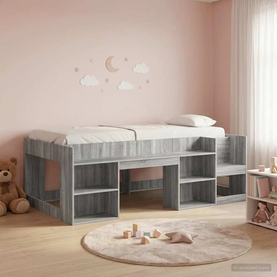 Cadre de lit pour enfants avec rangement Sonoma gris
