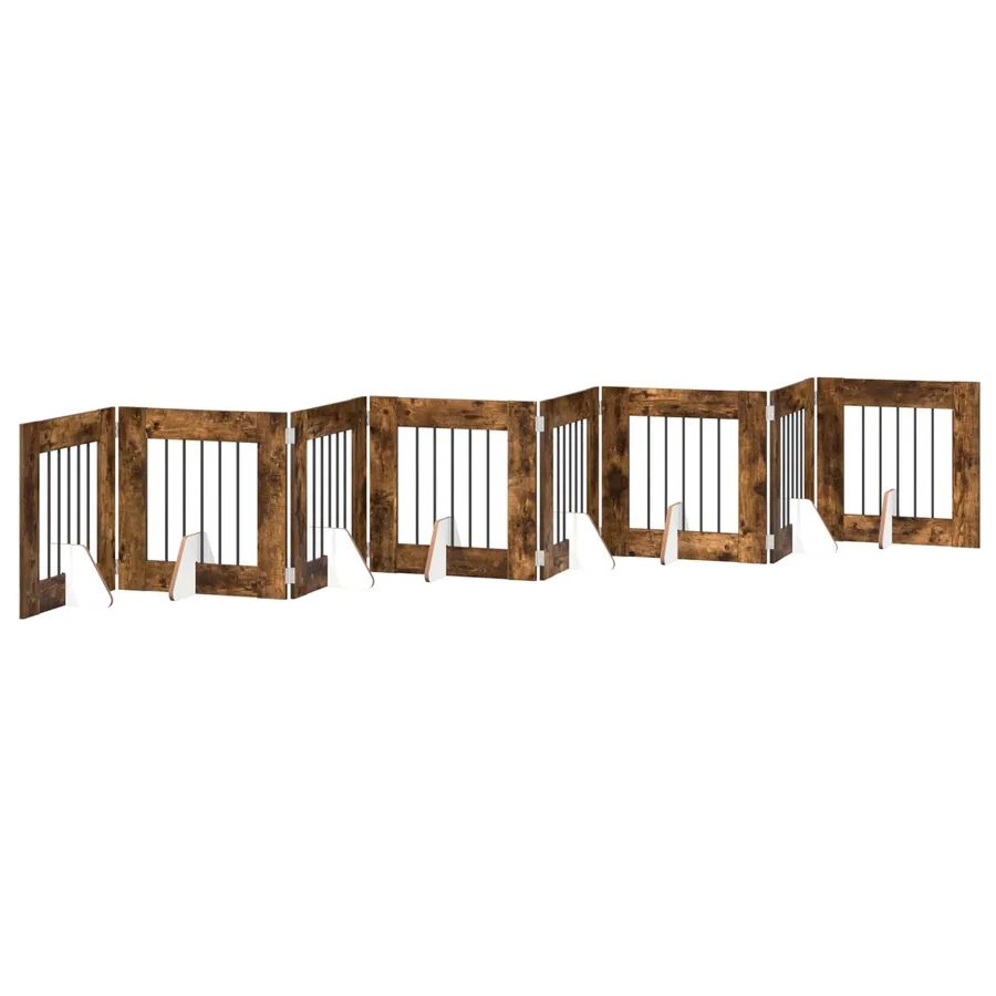Porte de chien pliable avec supports 8 pcs Chêne fumé 60 cm - 2