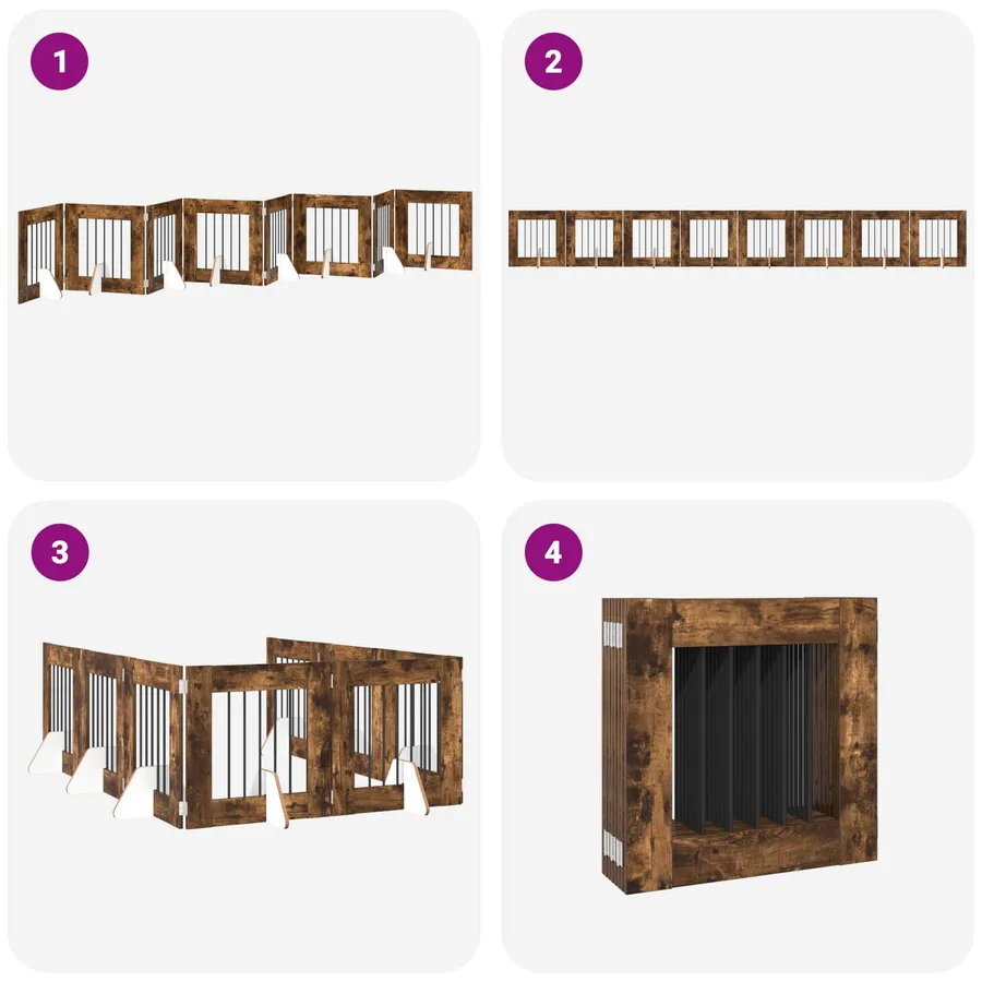 Porte de chien pliable avec supports 8 pcs Chêne fumé 60 cm - 6