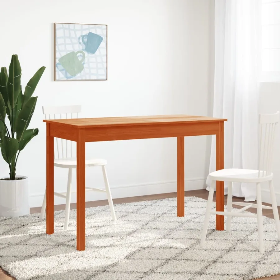 Table à manger marron cire 110x55x75 cm bois massif de pin - 3