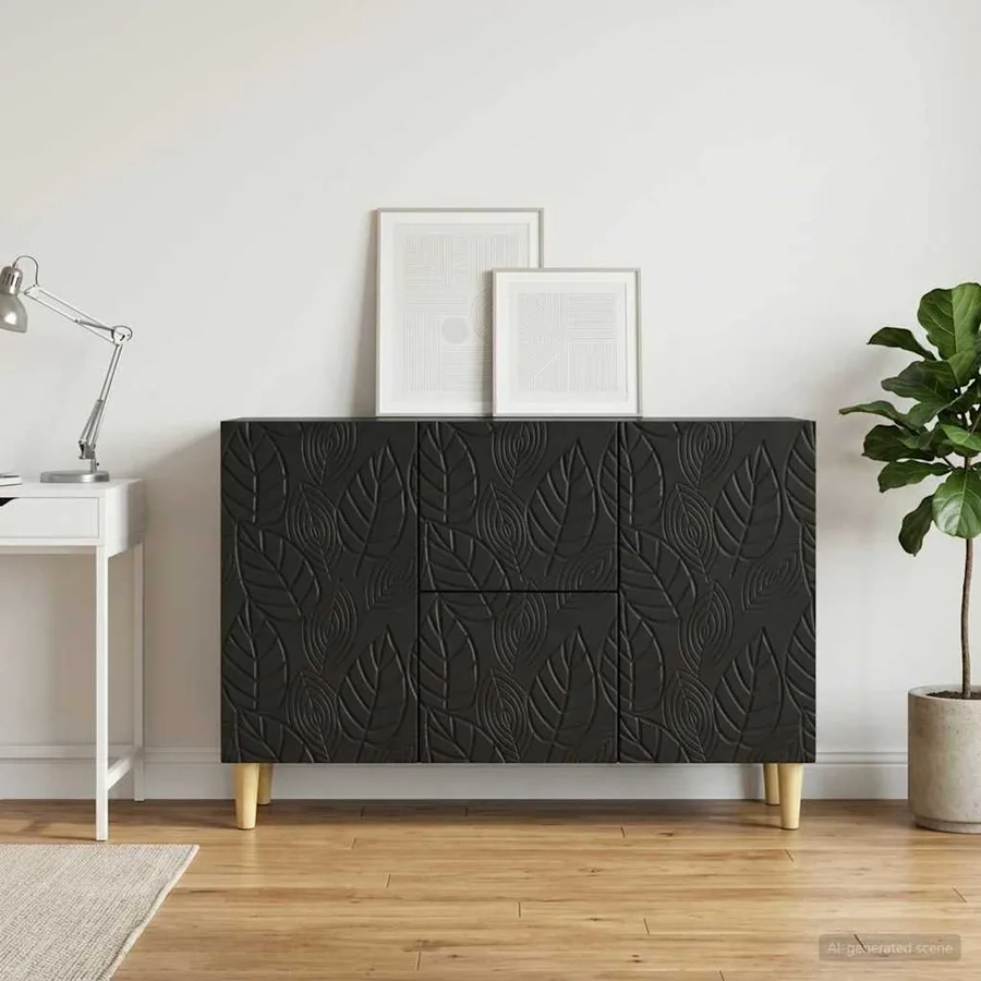 Buffet Noir 89 x 34,5 x 60 cm Bois d'ingénierie - 3