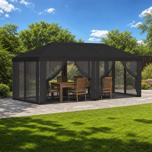 Housse de tonnelle avec murs latéraux 6 x 3 m Anthracite