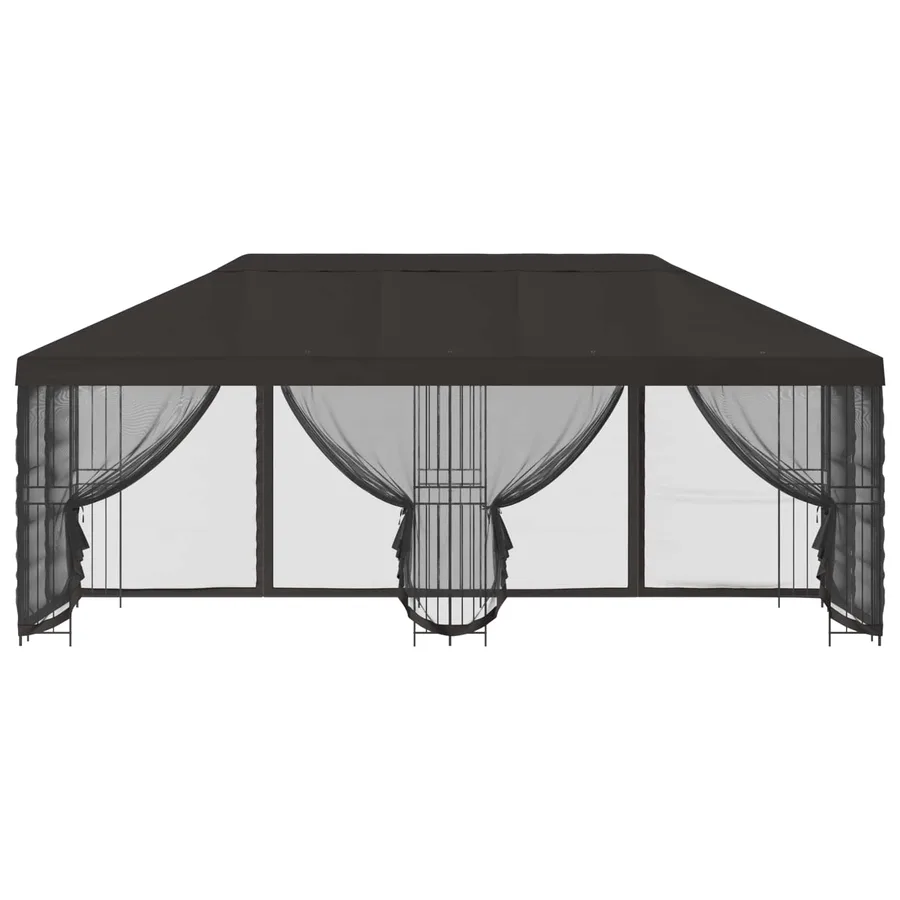 Gazebo avec murs latéraux 6 x 3 m Anthracite Polyester et Acier - 3