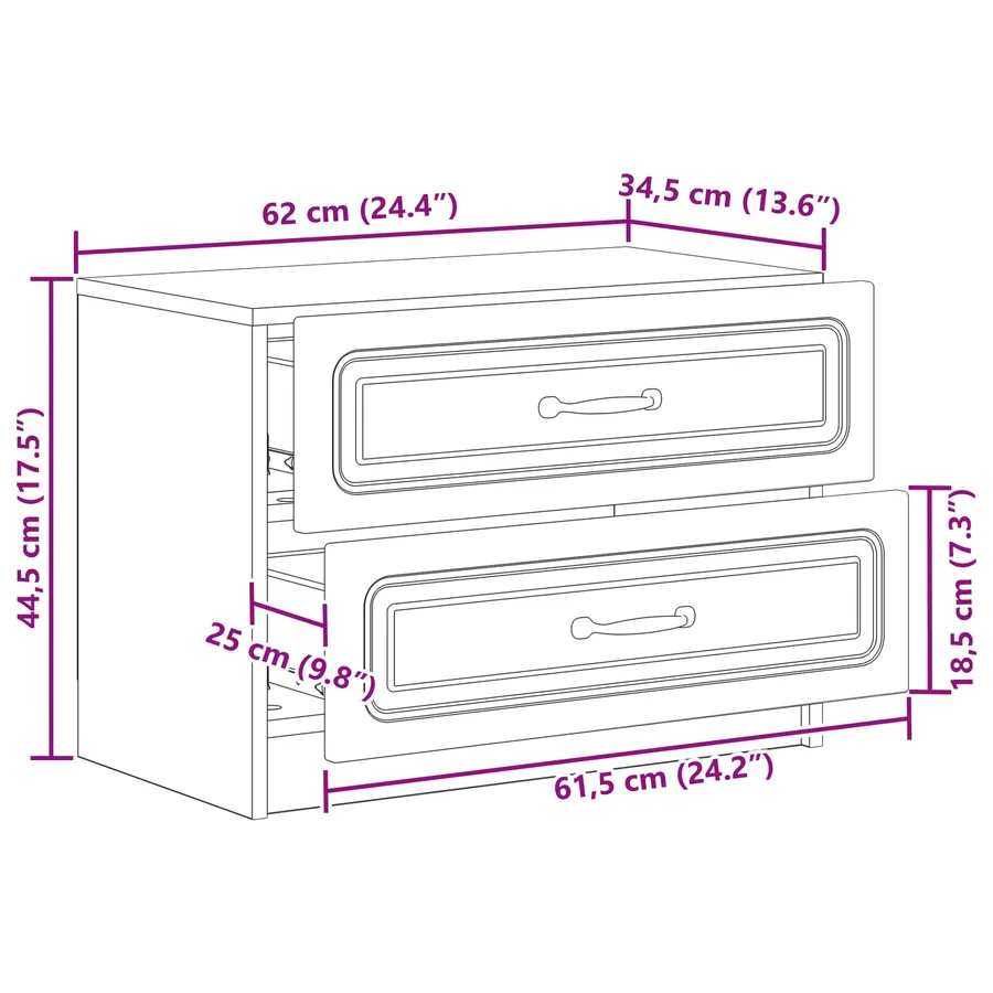 Cabinet de chevet Blanc brillant 62 x 34,5 x 44,5 cm - 11
