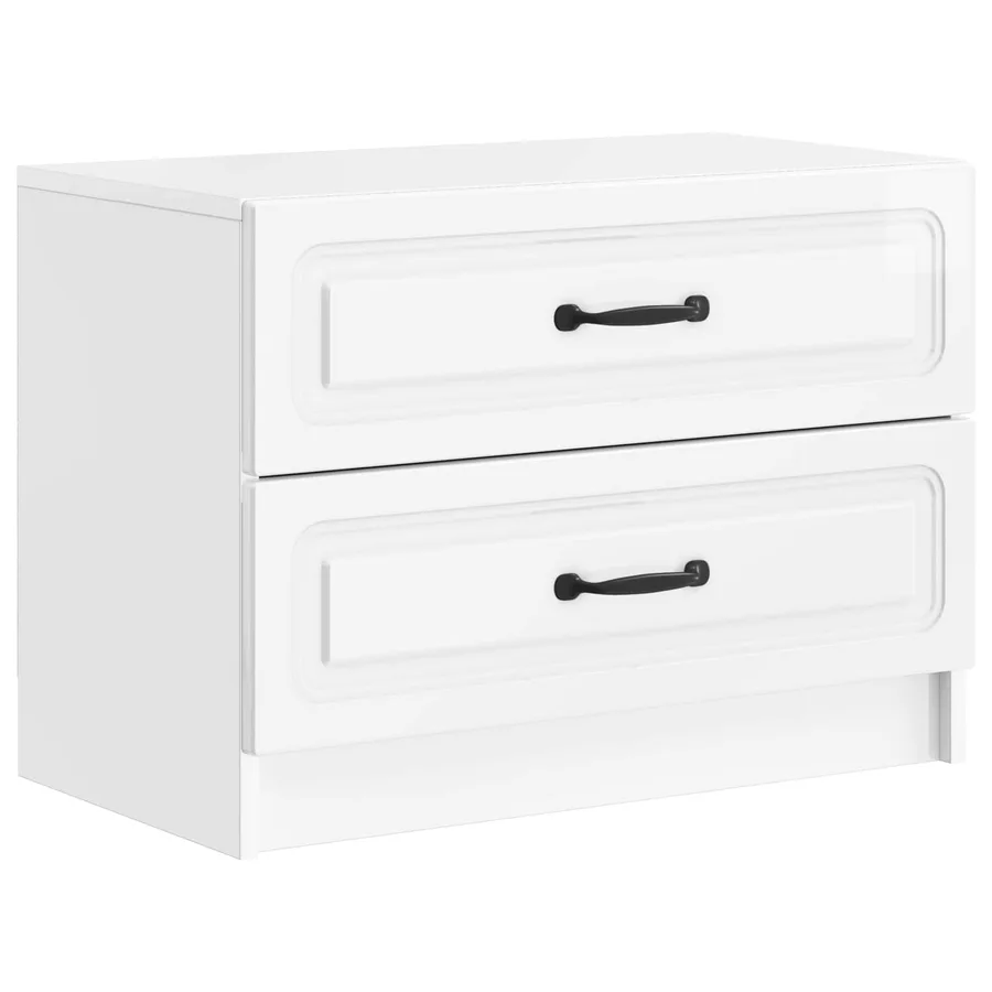 Cabinet de chevet Blanc brillant 62 x 34,5 x 44,5 cm - 2