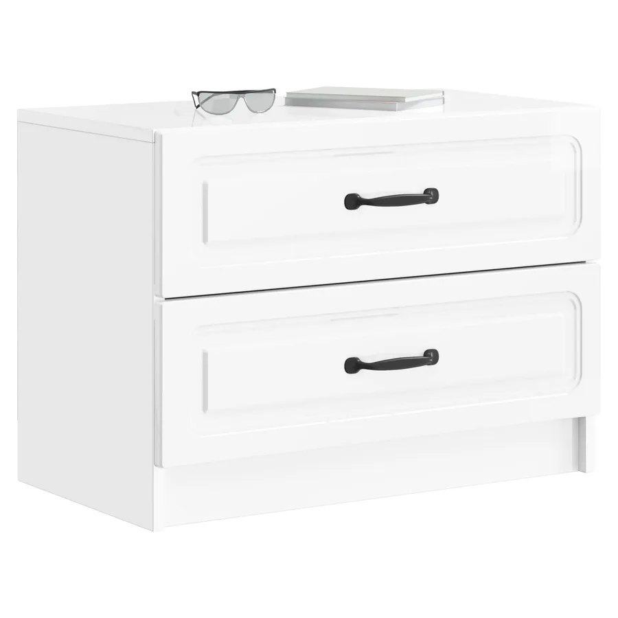 Cabinet de chevet Blanc brillant 62 x 34,5 x 44,5 cm - 3