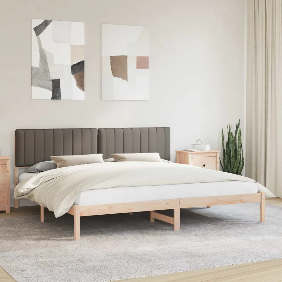 Cadre de lit avec tête de lit rembourrée Taupe 200 x 200 cm