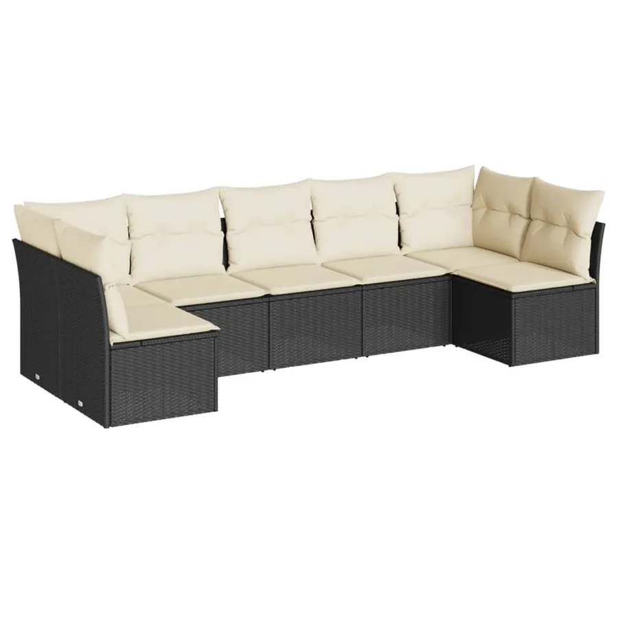 Salon de jardin 7 pcs avec coussins noir résine tressée 62 x 62 x 69 cm - 54,4 kg - 2