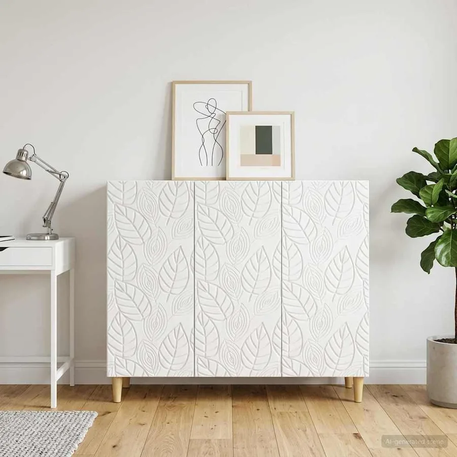 Buffet Blanc brillant 89 x 34,5 x 80 cm Bois d'ingénierie - 3