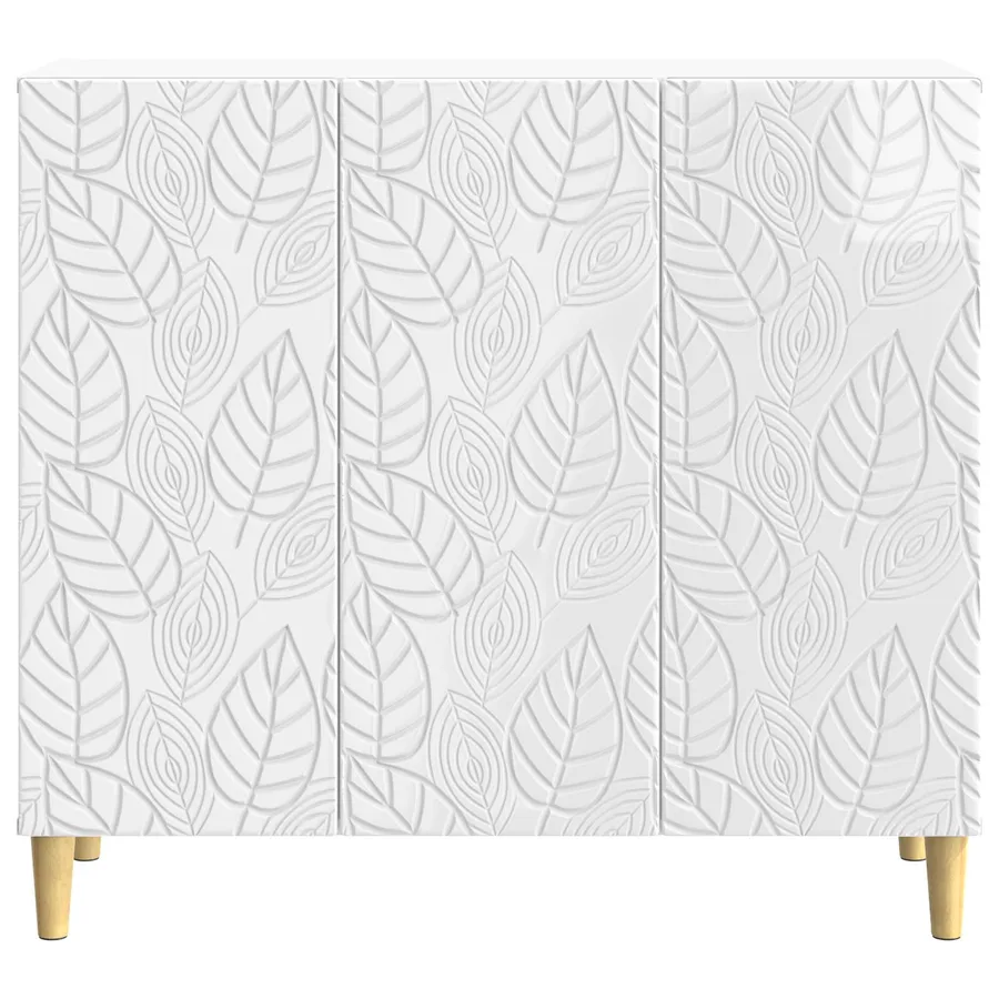 Buffet Blanc brillant 89 x 34,5 x 80 cm Bois d'ingénierie - 5