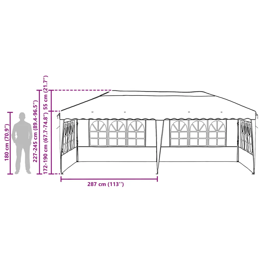 Tente de fête pop-up 575 x 289 x 245 cm Vert - 18