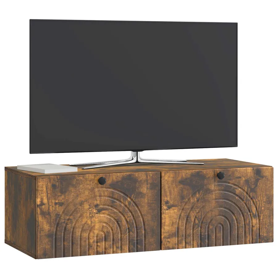 Meuble TV mural Chêne fumé 99 x 41 x 30 cm Bois d'ingénierie - 3