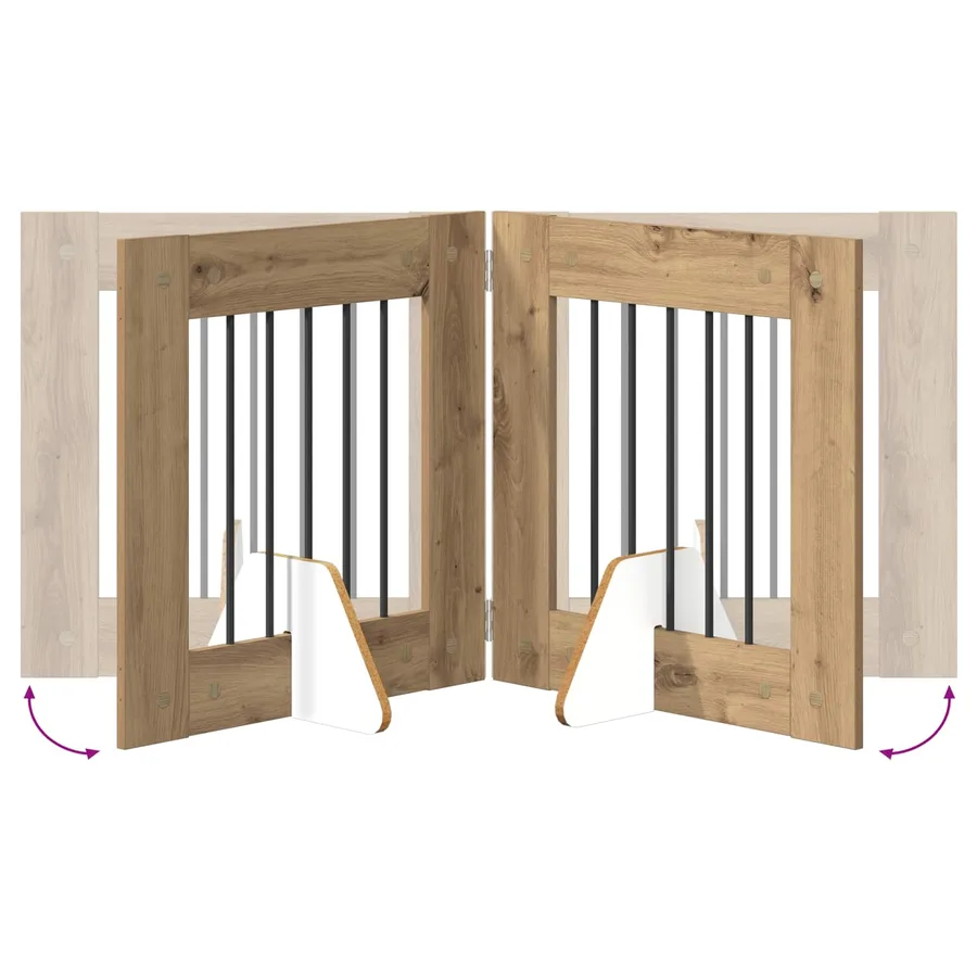 Porte de chien pliable avec supports 2 pcs Chêne artisanal - 7
