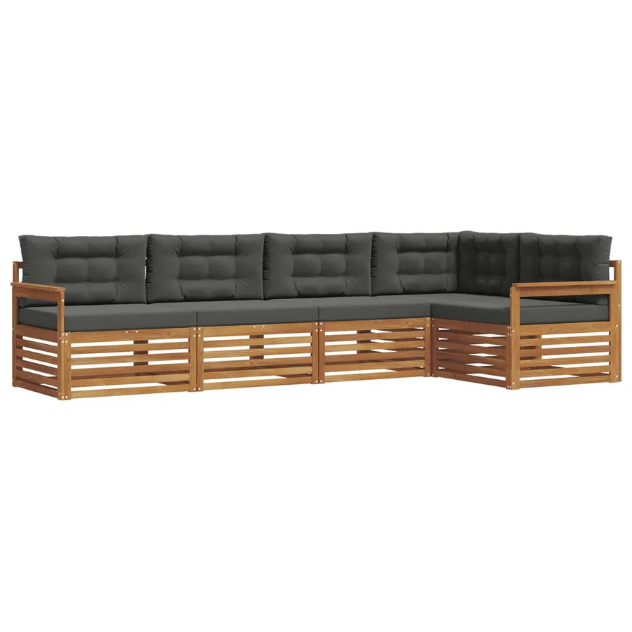 Ensemble de canapés d'extérieur 5 pcs Naturel et Anthracite - 2