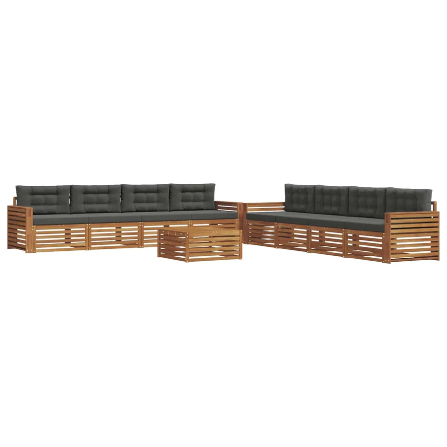 Ensemble de canapés d'extérieur 9 pcs Naturel et Anthracite - 2