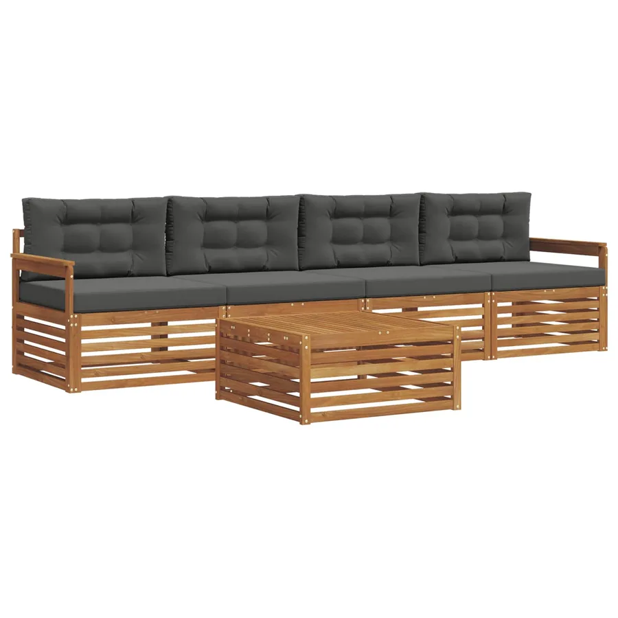 Ensemble de canapés d'extérieur 5 pcs Naturel et Anthracite - 2