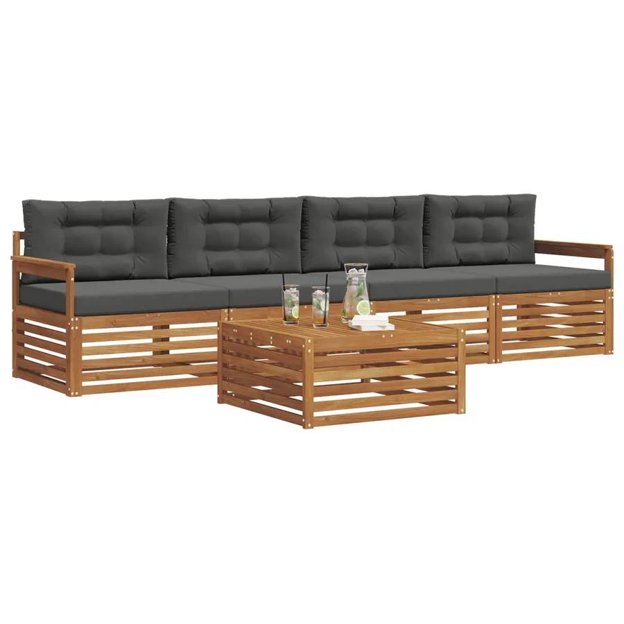 Ensemble de canapés d'extérieur 5 pcs Naturel et Anthracite - 3