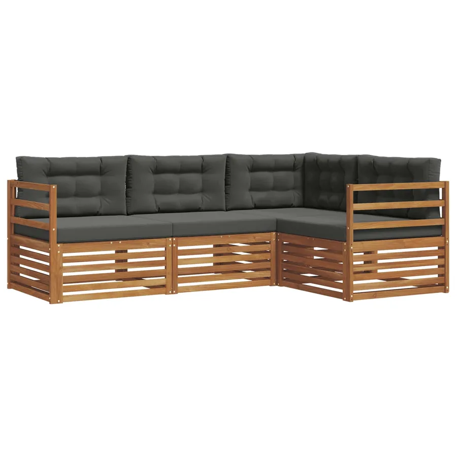 Ensemble de canapés d'extérieur 4 pcs Naturel et Anthracite - 2