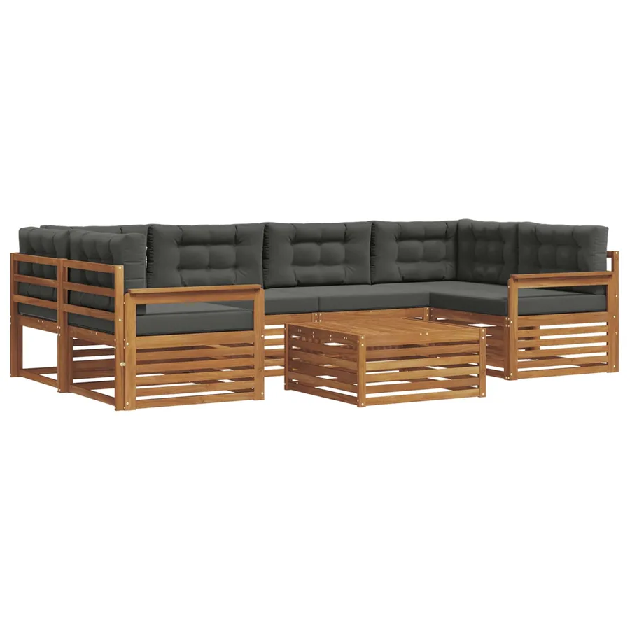 Ensemble de canapés d'extérieur 7 pcs Naturel et Anthracite - 2
