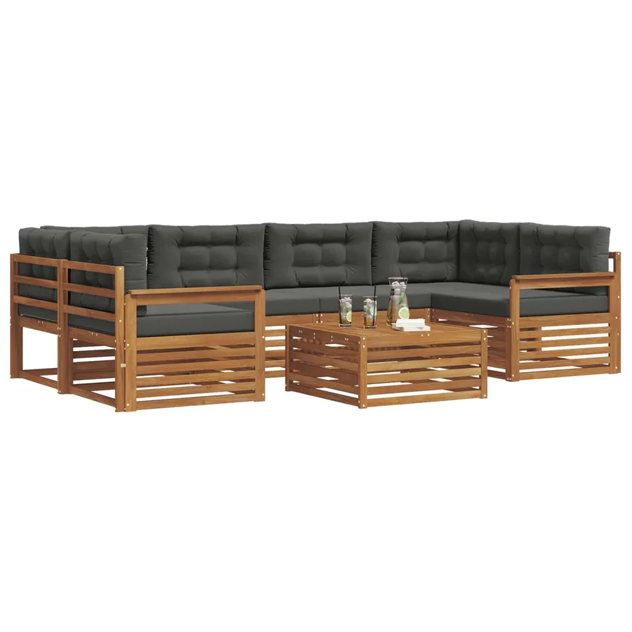 Ensemble de canapés d'extérieur 7 pcs Naturel et Anthracite - 3