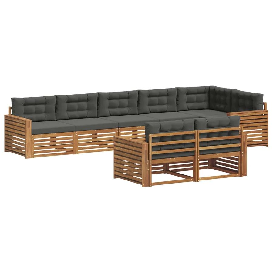 Ensemble de canapés d'extérieur 8 pcs Naturel et Anthracite - 2