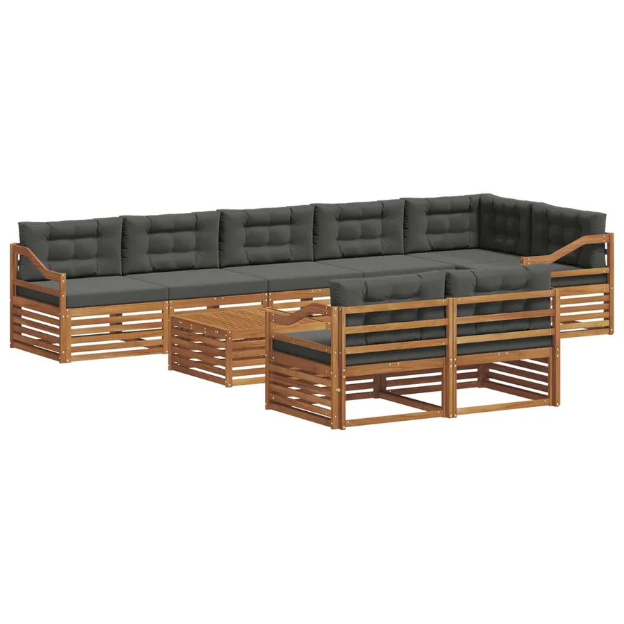 Ensemble de canapés d'extérieur 9 pcs Naturel et Anthracite - 2