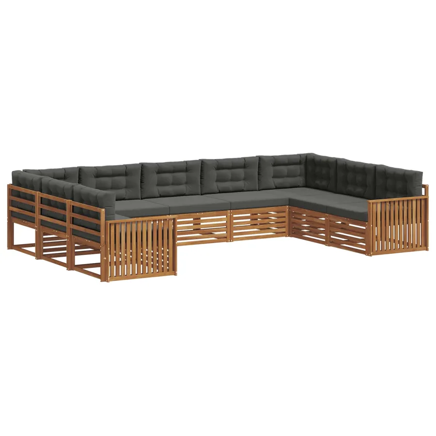 Ensemble de canapés d'extérieur 9 pcs Naturel et Anthracite - 2