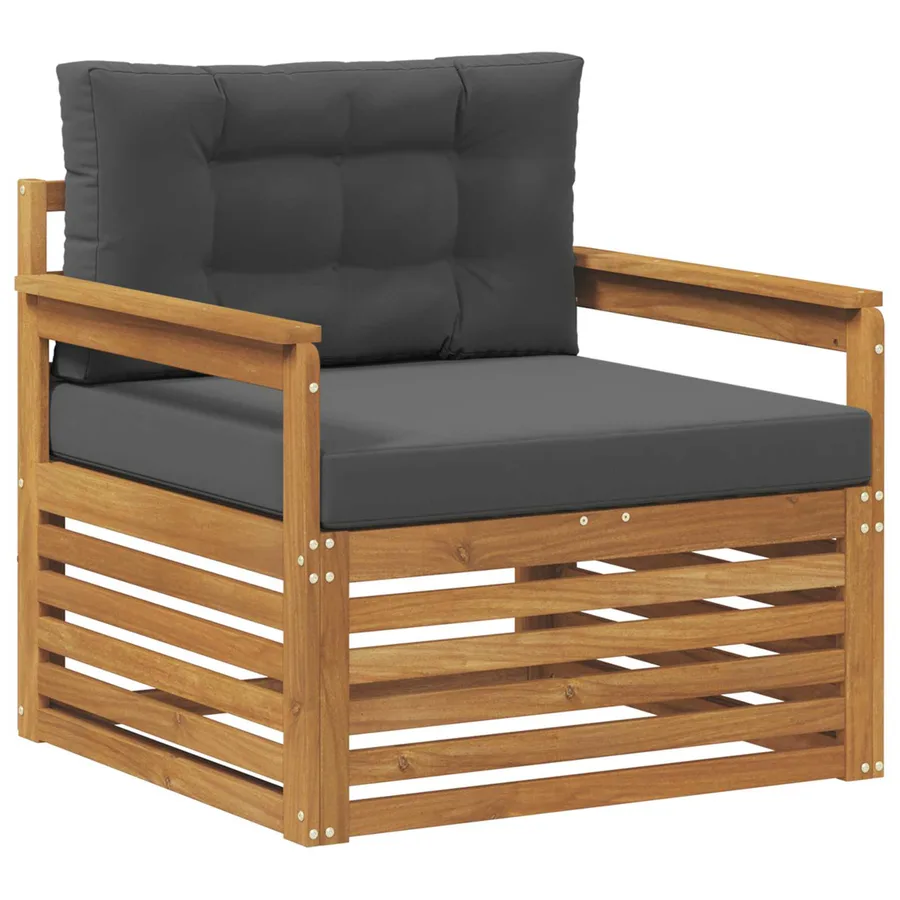 Canapé d’extérieur Bois d'acacia massif et polyester - 2