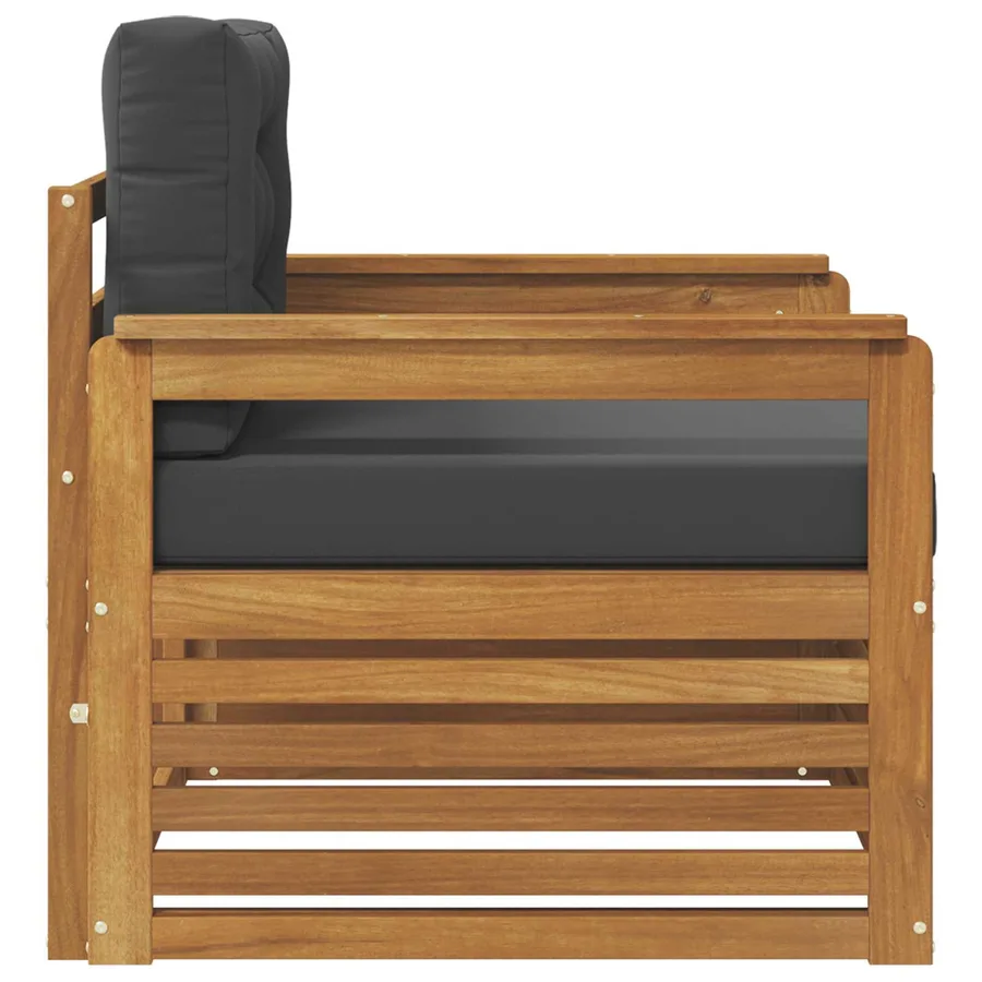 Canapé d’extérieur Bois d'acacia massif et polyester - 4