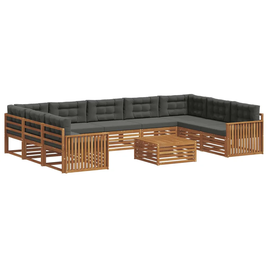 Ensemble de canapés d'extérieur 10 pcs Naturel et Anthracite - 2