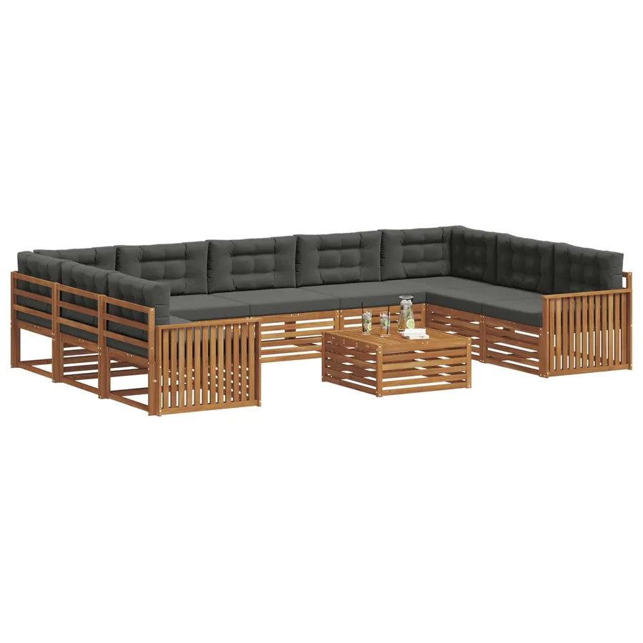 Ensemble de canapés d'extérieur 10 pcs Naturel et Anthracite - 3