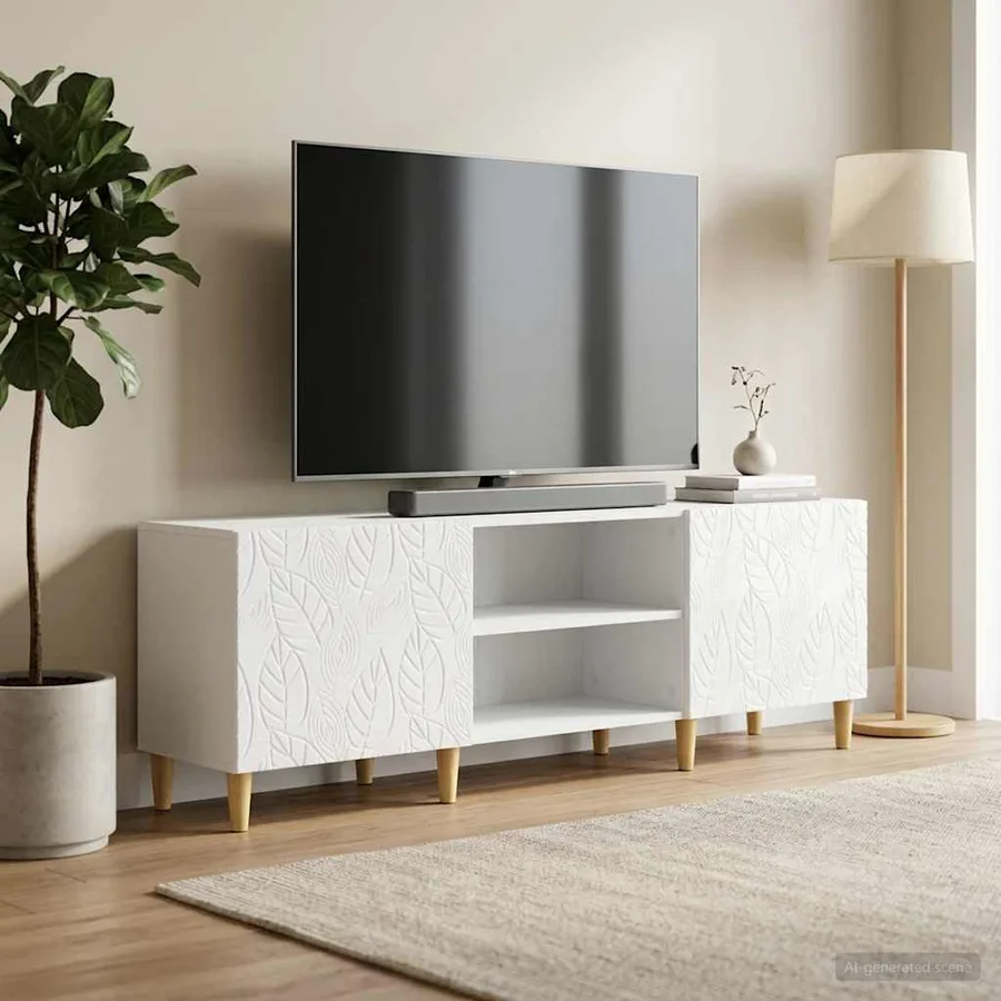 Meuble TV 150 x 31 x 50 cm Blanc brillant Bois d'ingénierie - 3