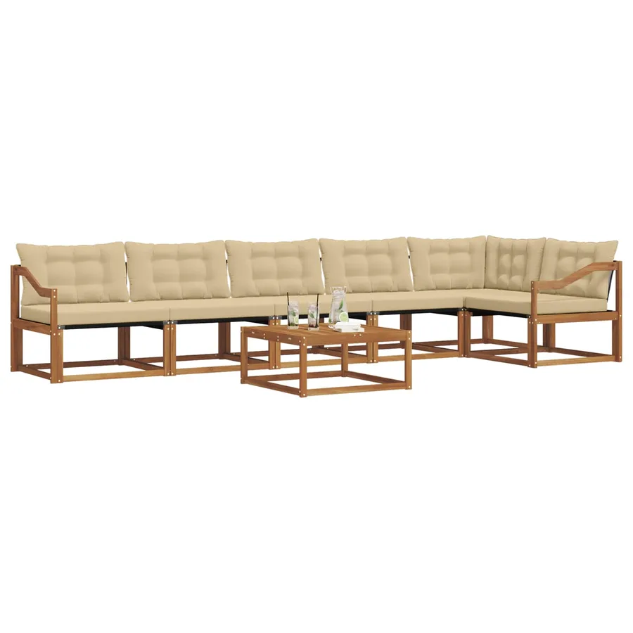 Ensemble de canapés d'extérieur 7 pcs Naturel et Beige - 3